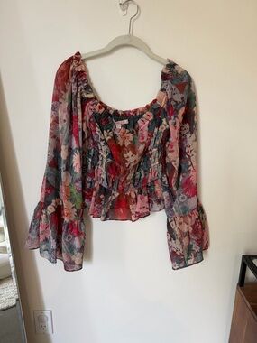 Hutch Multicolor Floral Smocked Off-Shoulder Blouse